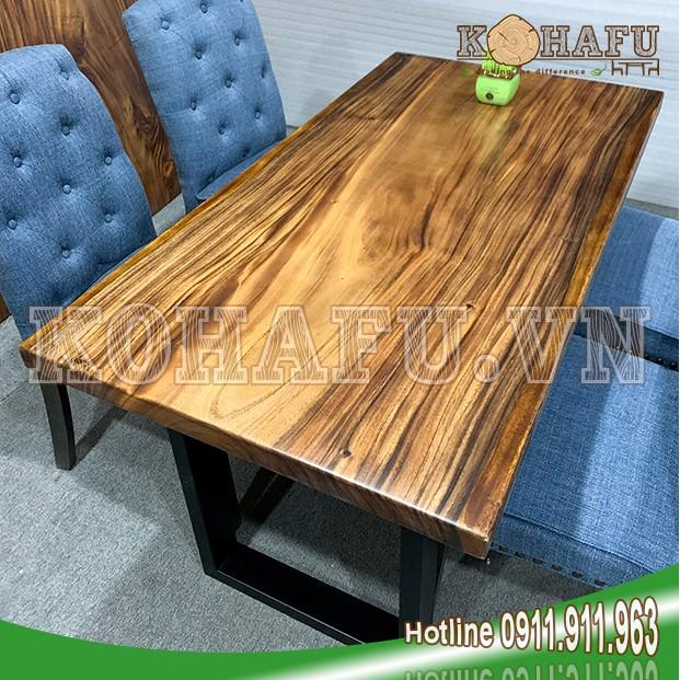 Mẫu bàn ăn gỗ me tây nguyên tấm hiện đại
