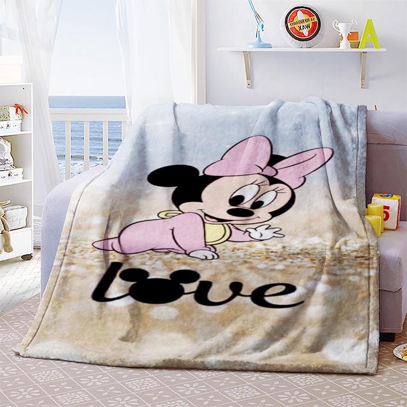 Disney Mickey Minnie Mouse Chăn Ủ Hình Mềm Mại Dép Nỉ Dày Chăn Ném Tấm Trên Giường Cũi Cho Bé Gái Bé Trai Trẻ Em Quà Tặng