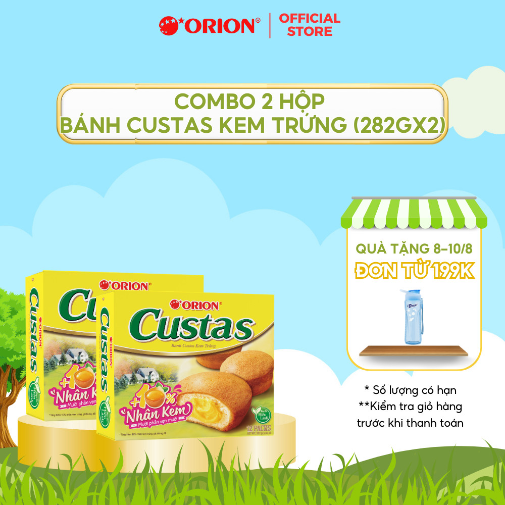 Combo 2 Hộp Bánh CUSTAS Nhân Kem BƠ TRỨNG (282g/hộp)