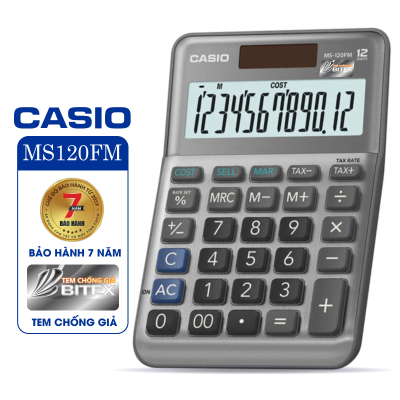 Máy tính Casio MS-120FM, Bảo hành 7 năm - Hàng chính hãng Bitex