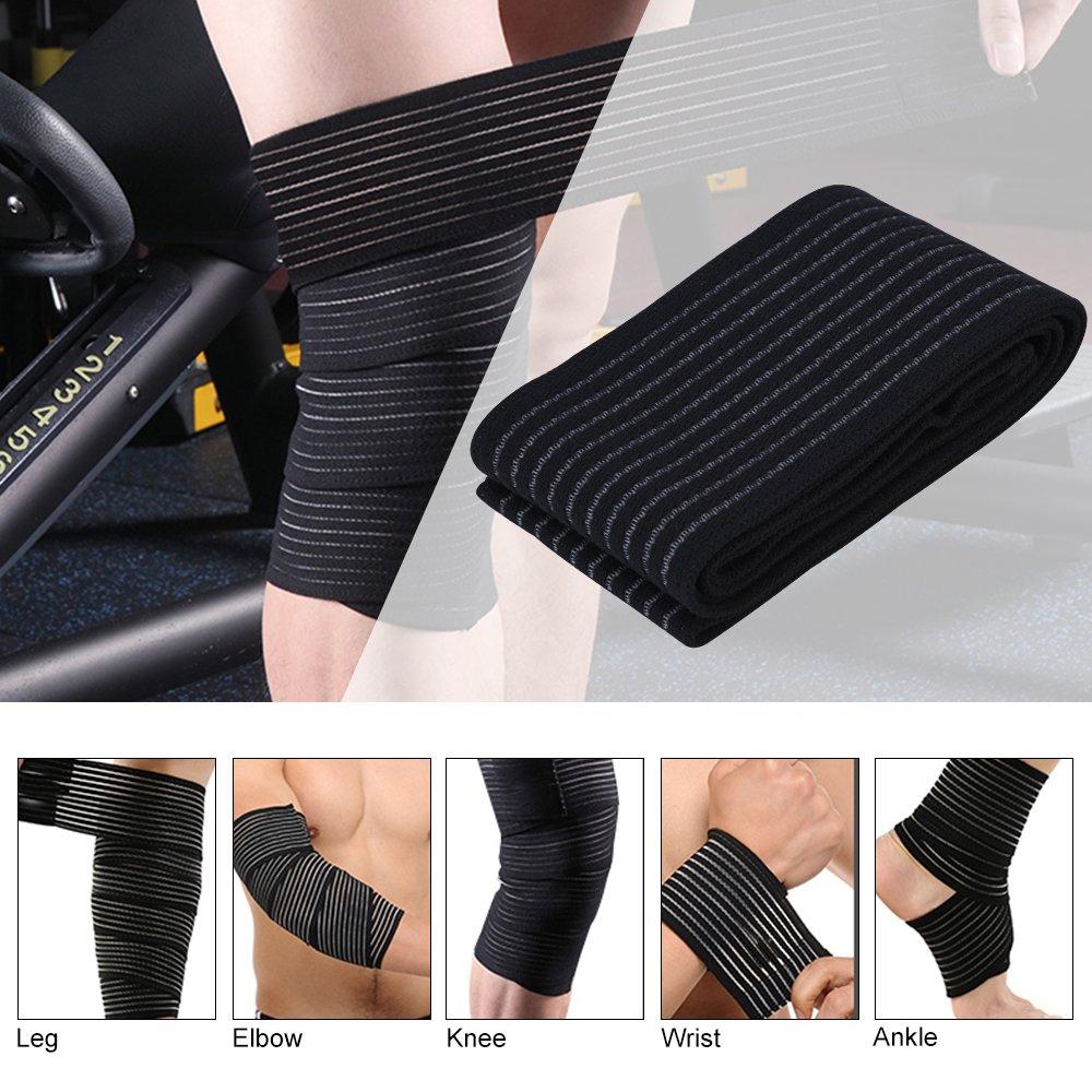 Thể Thao Thun Nén Đầu Gối Băng Tập Thể Dục Điều Áp Dây Đeo Tập Gym Nâng Trọng Lượng Squats Nén Chân Huấn Luyện Quấn Color: Black Size: Length-70cm