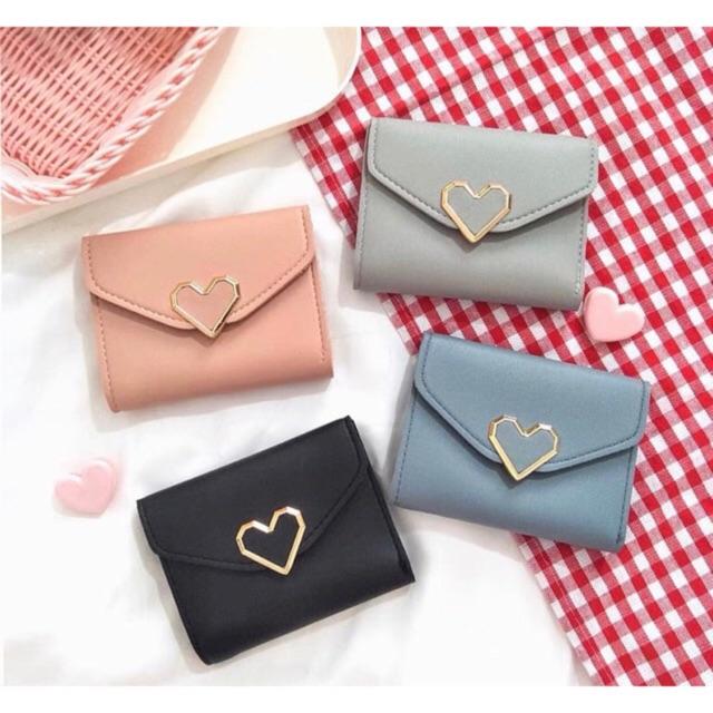 Ví bóp nữ mini cầm tay khoá trái tim