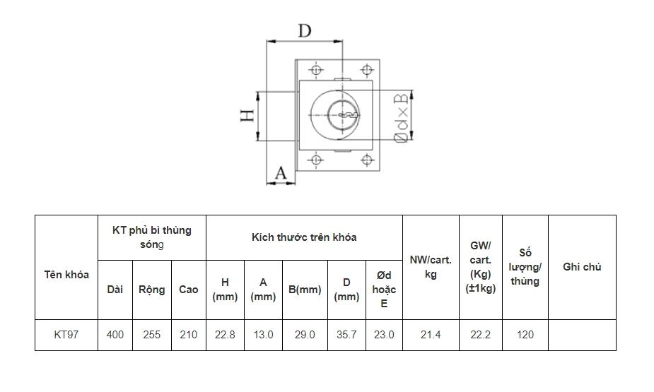 Ổ khoá tủ Việt Tiệp KT97 chất liệu đồng inox màu vàng trắng dùng cho các loại cửa tủ bằng gỗ