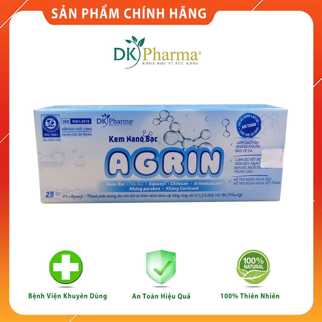 Kem em bé Nano Bạc Agrin - Dưỡng ẩm, làm dịu vết rôm sảy, hăm tã, chàm sữa, vết muỗi, côn trùng cắn - Tuýp 25g