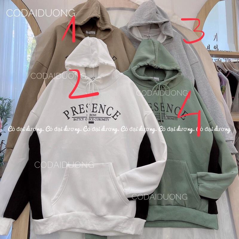 áo nỉ hoodie presence - 2(trắng),freesize dưới 65kg