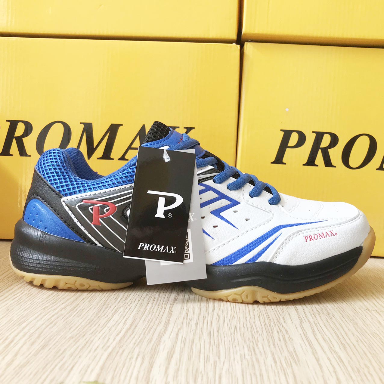 Giày thể thao chơi bóng bàn, giày chơi cầu lông Promax PR-19003 màu Trắng xanh