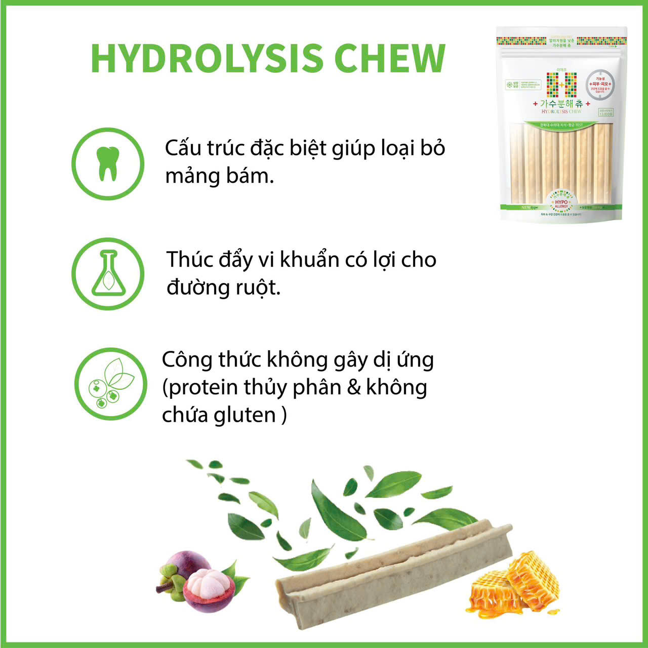 THANH GẶM SẠCH MIỆNG LAMER HYDROLYSIS CHEW HỖ TRỢ TIÊU HOÁ &amp; KHÔNG GÂY DỊ ỨNG,LOẠI BỎ MẢNG BÁM 150g