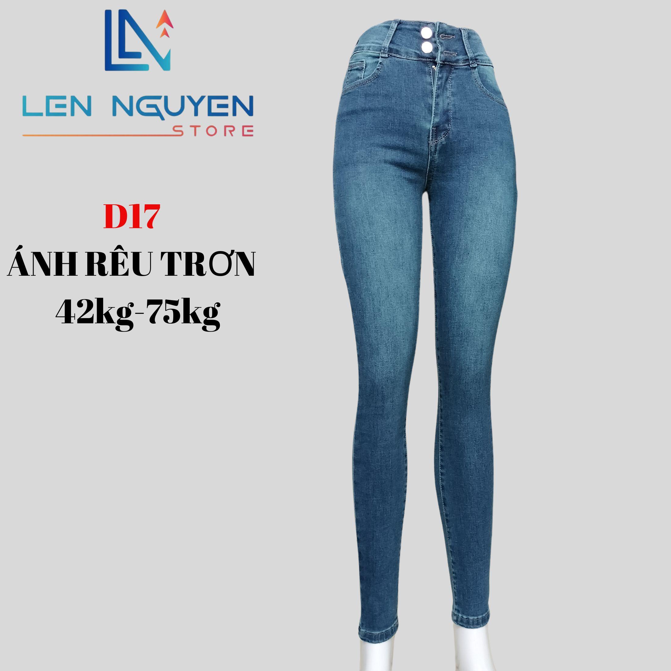 D17_Quần Jean Nữ Dài 95Cm- 96cm ,Thiết Kế Pass Lưng, Quần lưng cao 3 nút, Quần Jean Nữ Lưng Cao Quần Bò Nữ Co Giãn Để Chọn dành cho 42kg đến 76kg hotgirl bigsize kiểu Pants Denim Women