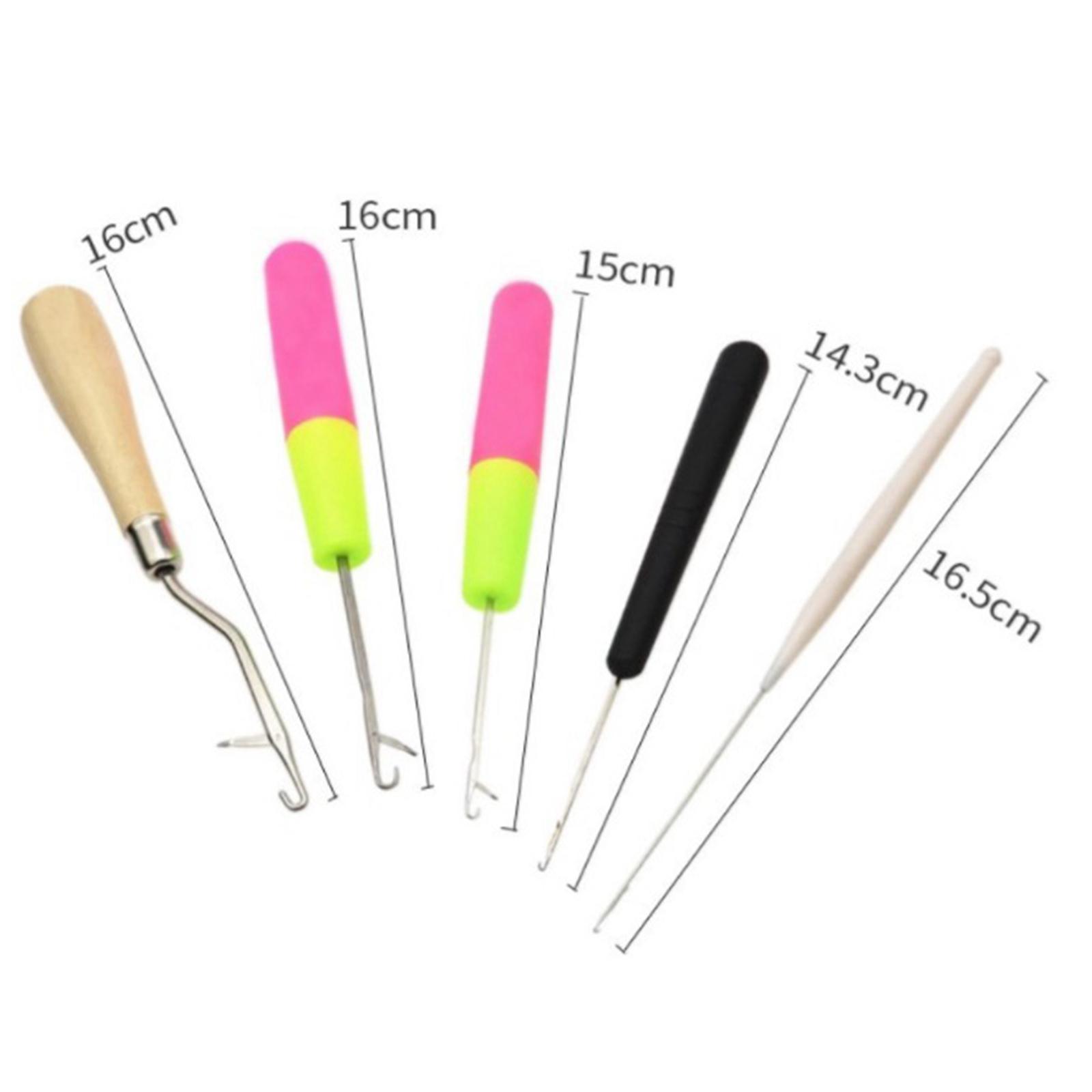 7x Latch Hook Set Quality Wooden Crochet  Hook for Rag Rug Making Kit Tool