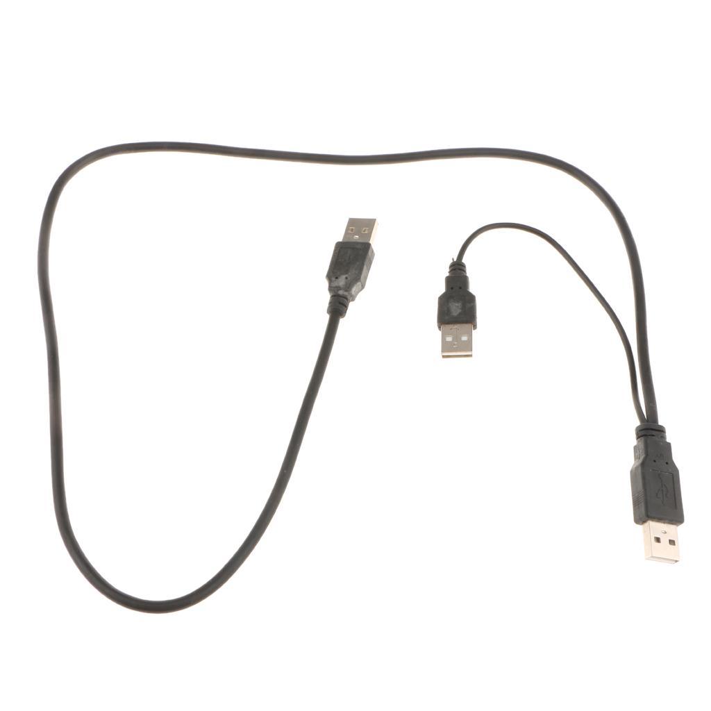 Dual USB 2.0 Male to Standard B Male Y Cable 70cm for Hard Disk Drive