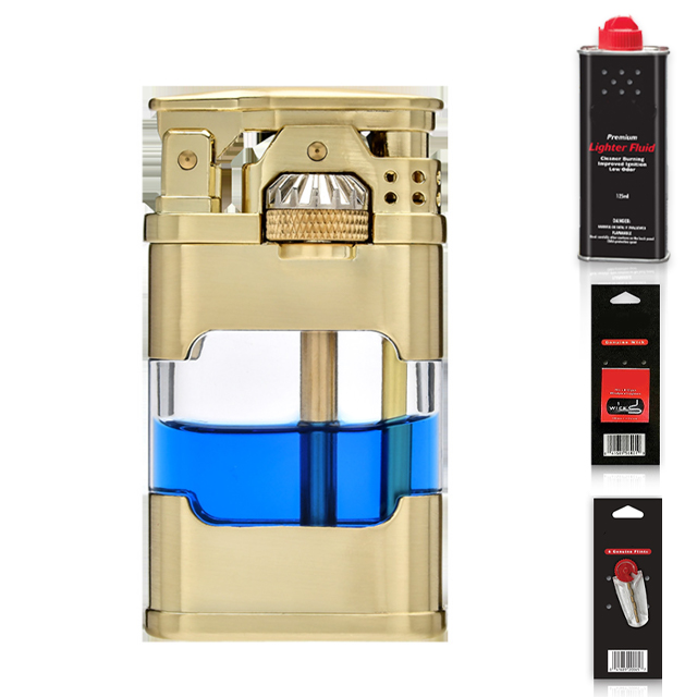 Hột Qụet Bật Lửa Xăng Bấc Đá Lộ Thiên Hiển Thị Mức Nhiên Liệu Đẹp Độc Lạ Tiện Dụng CF232 + bộ phụ kiện cao cấp