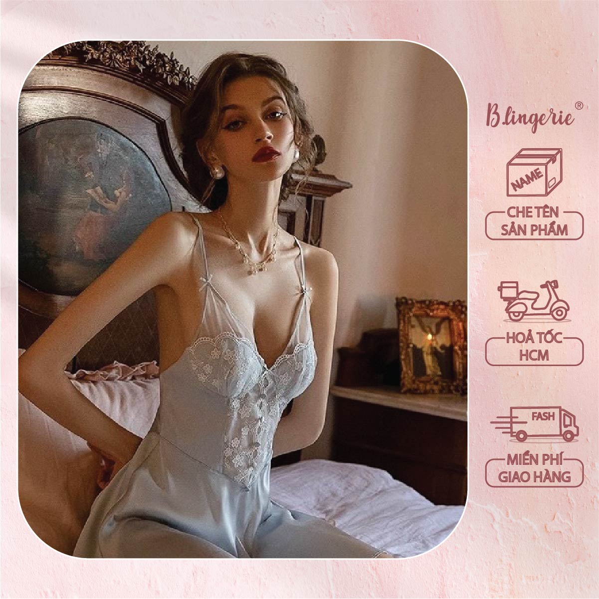 Váy Ngủ Chéo Dây Hở Lưng Gợi Cảm - B.Lingerie