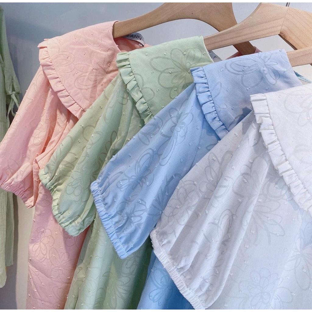 Đầm babydoll form rộng suông ngắn, Đầm có bâu Cao Cấp tay ngắn cổ tròn, dài trên dùi, nữ tính quyến rũ - MiNhi Fashion