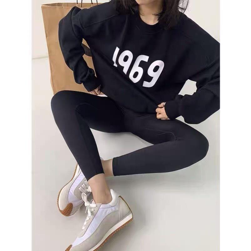 Áo Sweater Nỉ Hàn Quốc Dài Tay Dáng Rộng 1969 Unisex 3 Màu Siêu Xinh