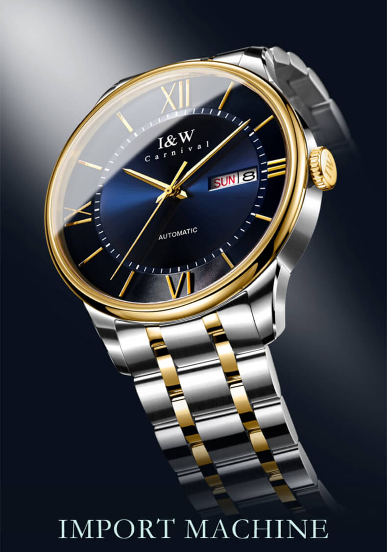 Đồng hồ nam chính hãng IW CARNIVAL IW515G-2 Kính sapphire ,chống xước ,Chống nước 30m ,Bảo hành 24 tháng,Máy cơ ,dây kim loại 316L không gỉ, thiết kế đơn giản dễ đeo