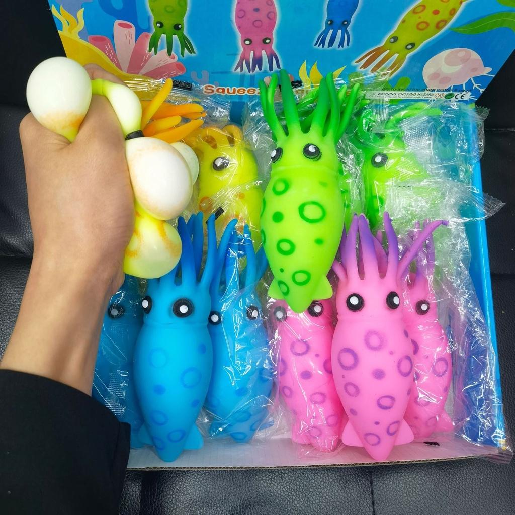 Squishy Mochi hình CON MỰC ỐNG mềm mịn dễ thương chân thực giảm stress co dãn đàn hồi ngộ nghĩnh bóp giải trí