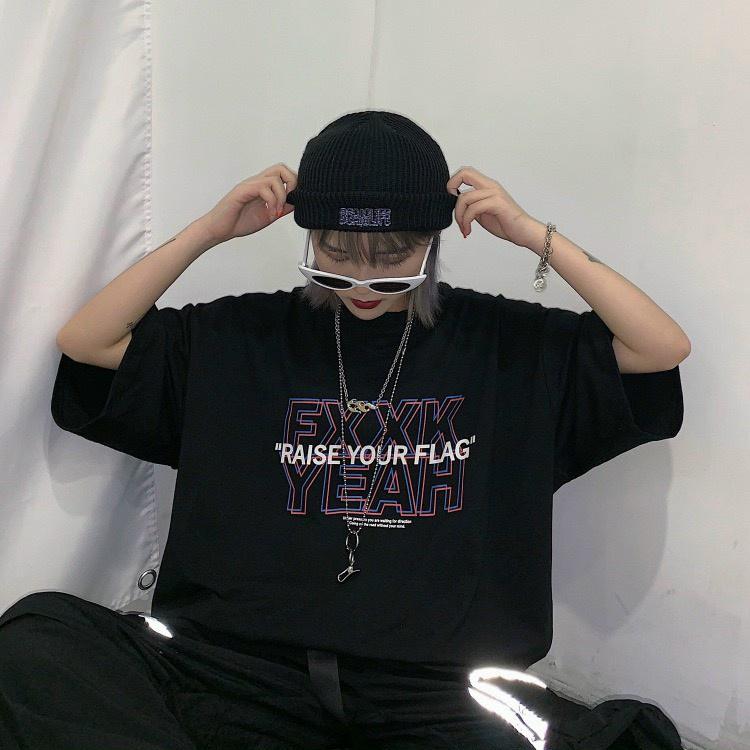 Áo thun tay lỡ Raise your flag dáng thụng oversize Ulzzang unisex nam nữ phong cách Hàn Quốc