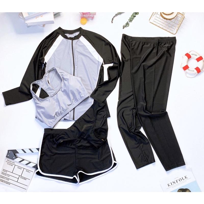 Set đồ bơi tay dài nam nữ khoá kéo