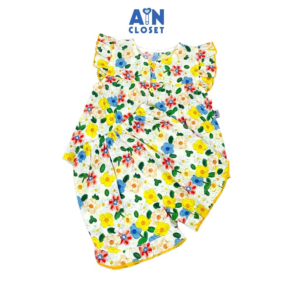 Bộ quần áo Ngắn bé gái họa tiết Cúc Tana cotton - AICDBGDVVATB - AIN Closet
