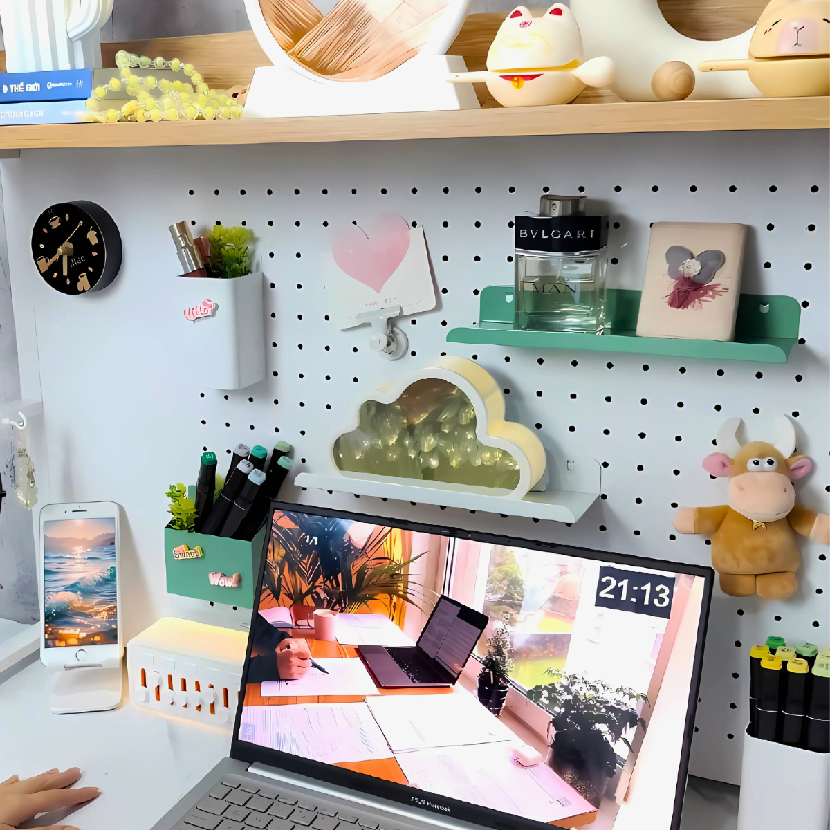 Kệ Pegboard đa năng Dola Home kệ sách để bàn decor học tập làm việc cho mẹ và bé hiện đại