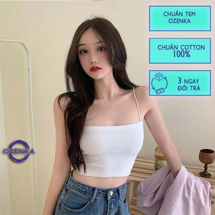 Áo 2 dây sợi bún thun gân đẹp 100% cotton đen trắng , áo croptop ôm mặc trong siêu mát DA099