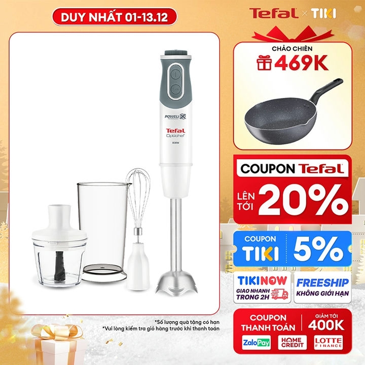 Máy xay sinh tố cầm tay Tefal HB643138 trắng - Hàng chính hãng