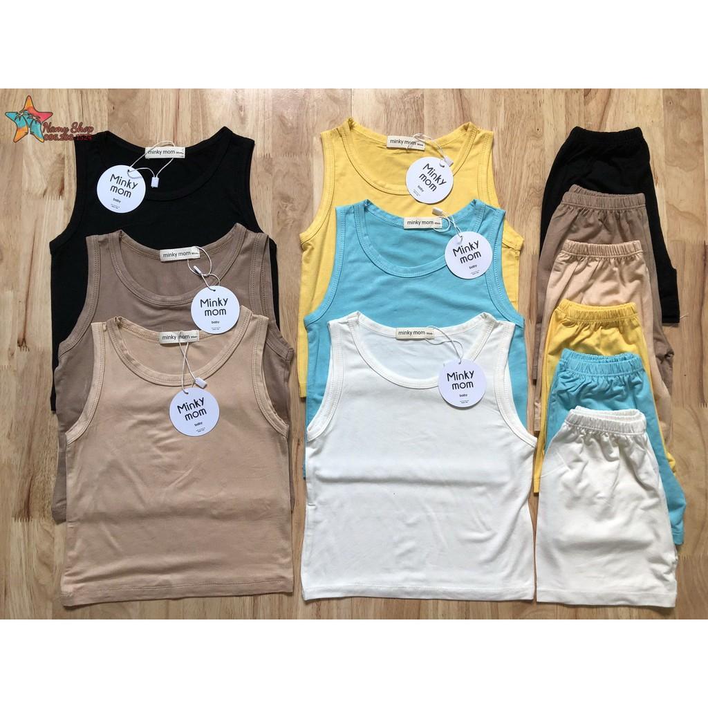 Đồ bộ hè mát cho bé trai, bé gái, Đồ bộ sát nách màu trơn