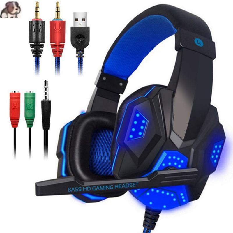Chuyên Nghiệp LED Game Thủ Tai Nghe Cho Máy Tính PS4 PS5 FIFA 21 Tai Nghe Chơi Game Bass Stereo PC Tai Nghe Có Dây Kèm Mic