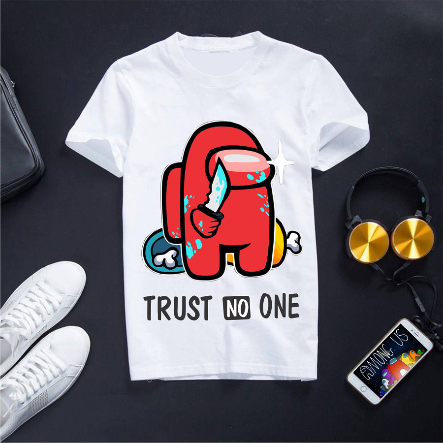 Áo Among Us Cổ Tròn Màu Trắng Hình Đỏ Cực Chất Kiểu Dáng Trẻ Trung Dễ Phối Đồ Nam Nữ Đều Mặc Được