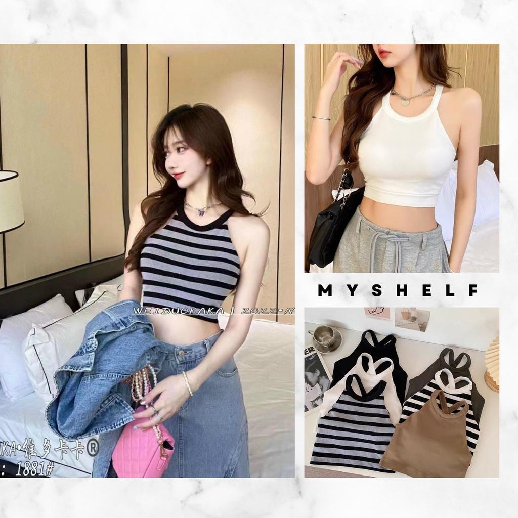 M173. Áo croptop cổ yếm nữ cá tính, áo nữ kiểu đẹp sang chảnh 2023