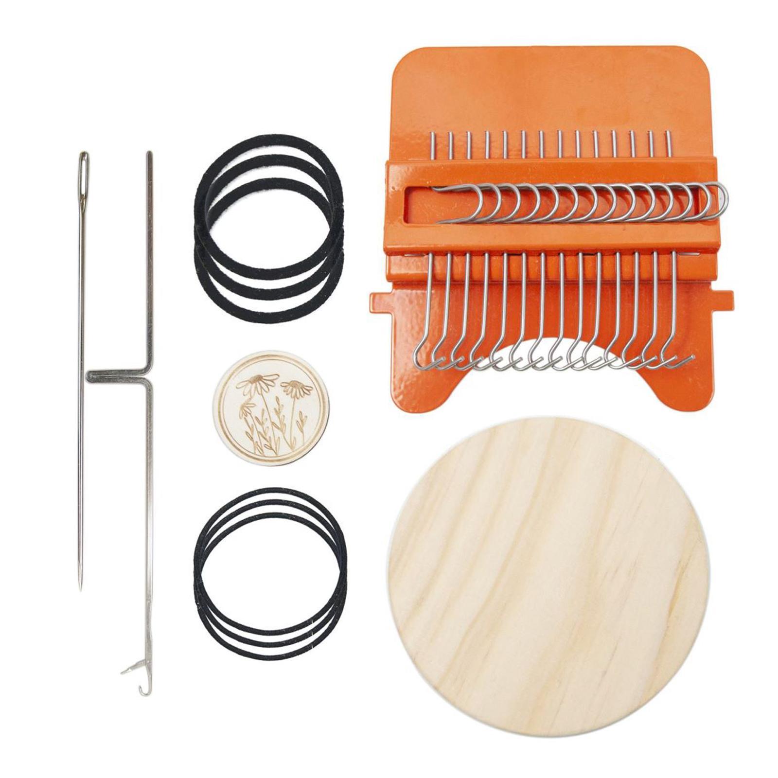 Darning Knitting 12Hooks Portable Mini Durable with Wooden Disc Weave Tool for Beginners