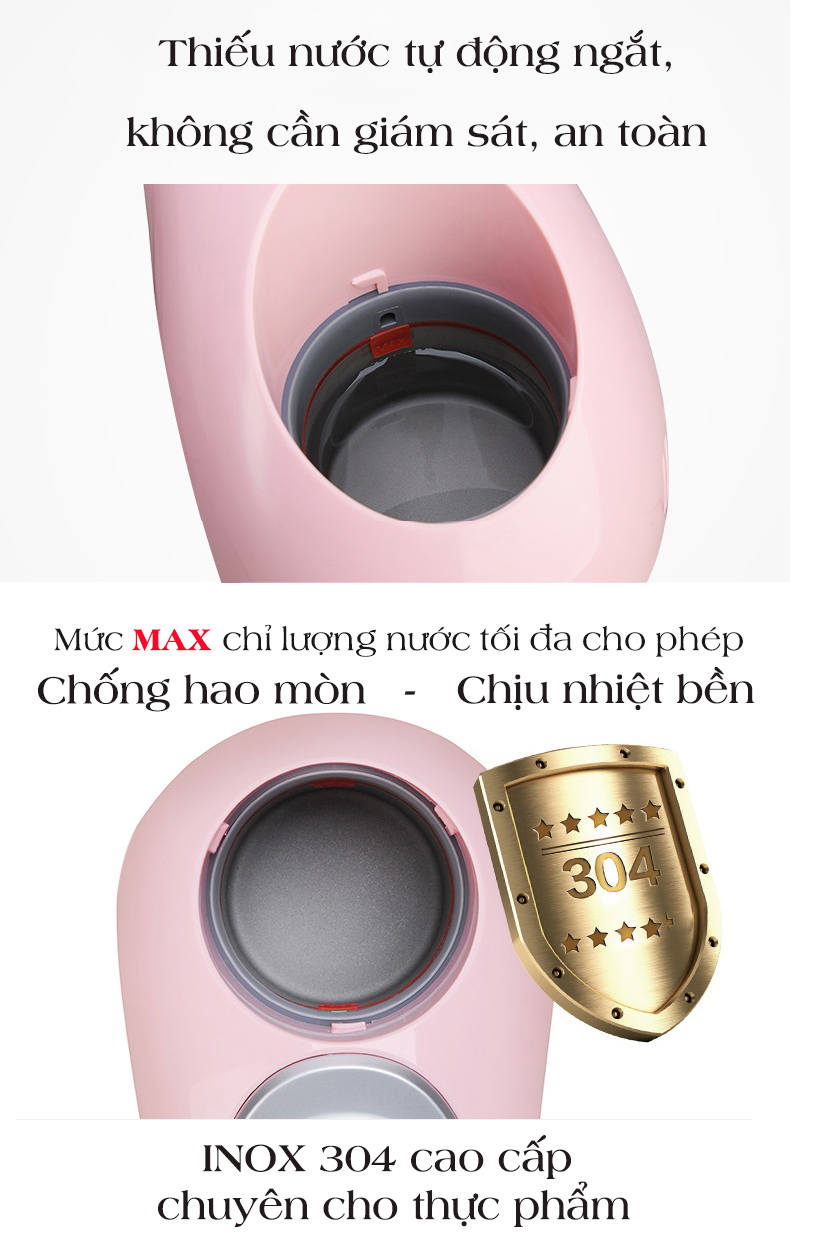 Máy xay hấp nghiền thức ăn đa năng 5in1 tặng bác và hộp đựng thức ăn cho bé (HBB-I0201 hồng)