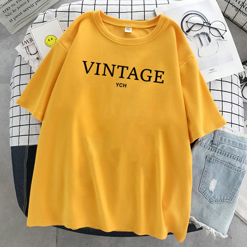 Áo Thun Nữ Unisex Tay Lỡ In Chữ VINTAGE YCH