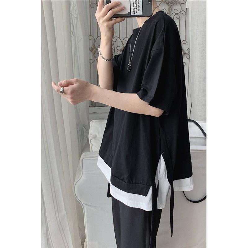 ́ thun UNISEX PHỐI VIỀN XẺ TÀ̀ ̂ ̂́ ẢNH THẬT̂́ ̣̂ % cotton ̂́, thoáng mát