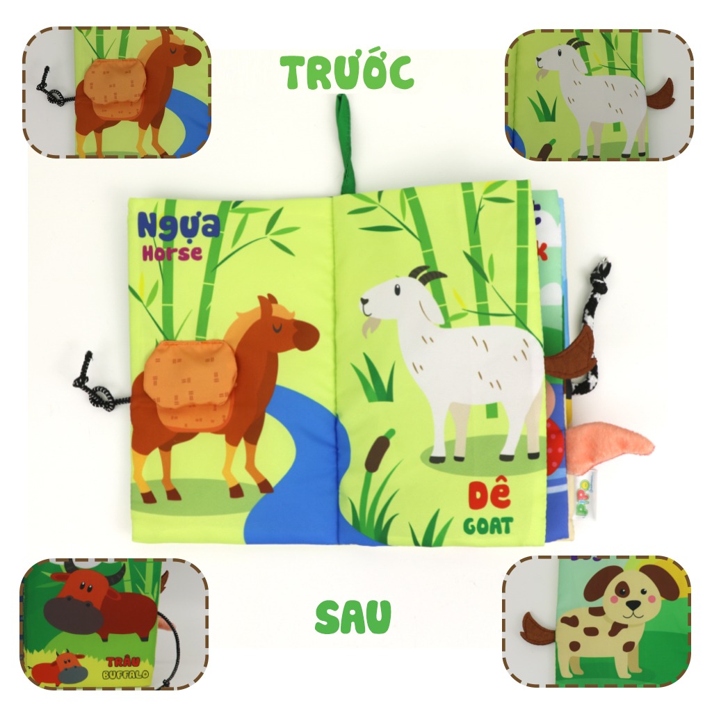 Sách Vải Tương Tác Cho Bé Đoán Đuôi Con Vật