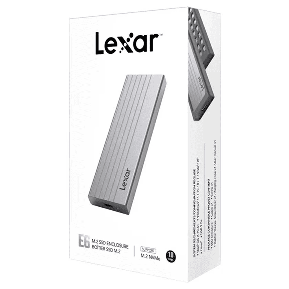 Box SSD di động Lexar E6 LPAE06N-RNBNG M.2 PCIe NMVe | Cổng giao tiếp USB-C | Bảo Hành 12 Tháng - Hàng Chính Hãng