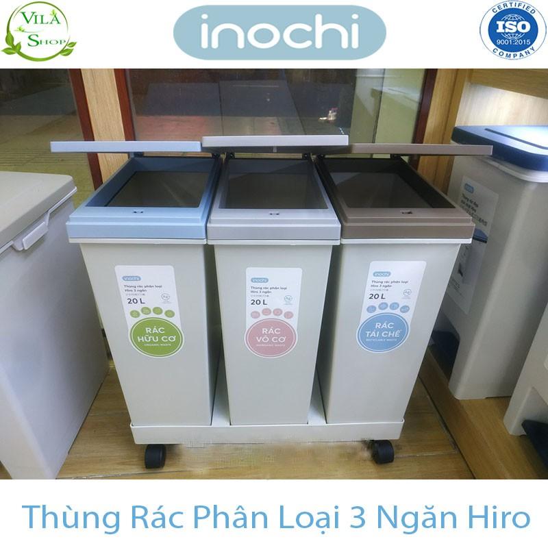 Thùng Rác Phân Loại 3 Ngăn Hiro Inochi Làm Thùng Rác Công Ty, Khách Sạn, Nhà Hàng Đựng Rác Gia Đình