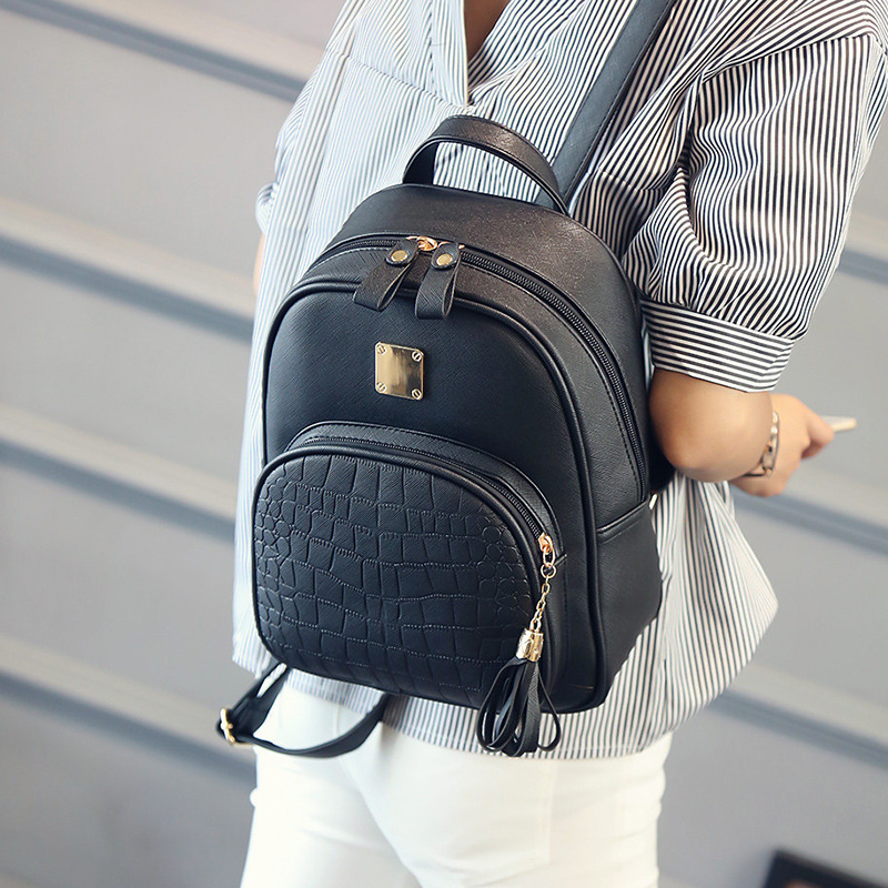 Balo Nữ Cao Cấp, Balo Hàn Quốc Họa Tiết Da Cá Sấu Cho Nữ Vải Nylon Chống Thấm, Ngăn Chứa Rộng Rãi