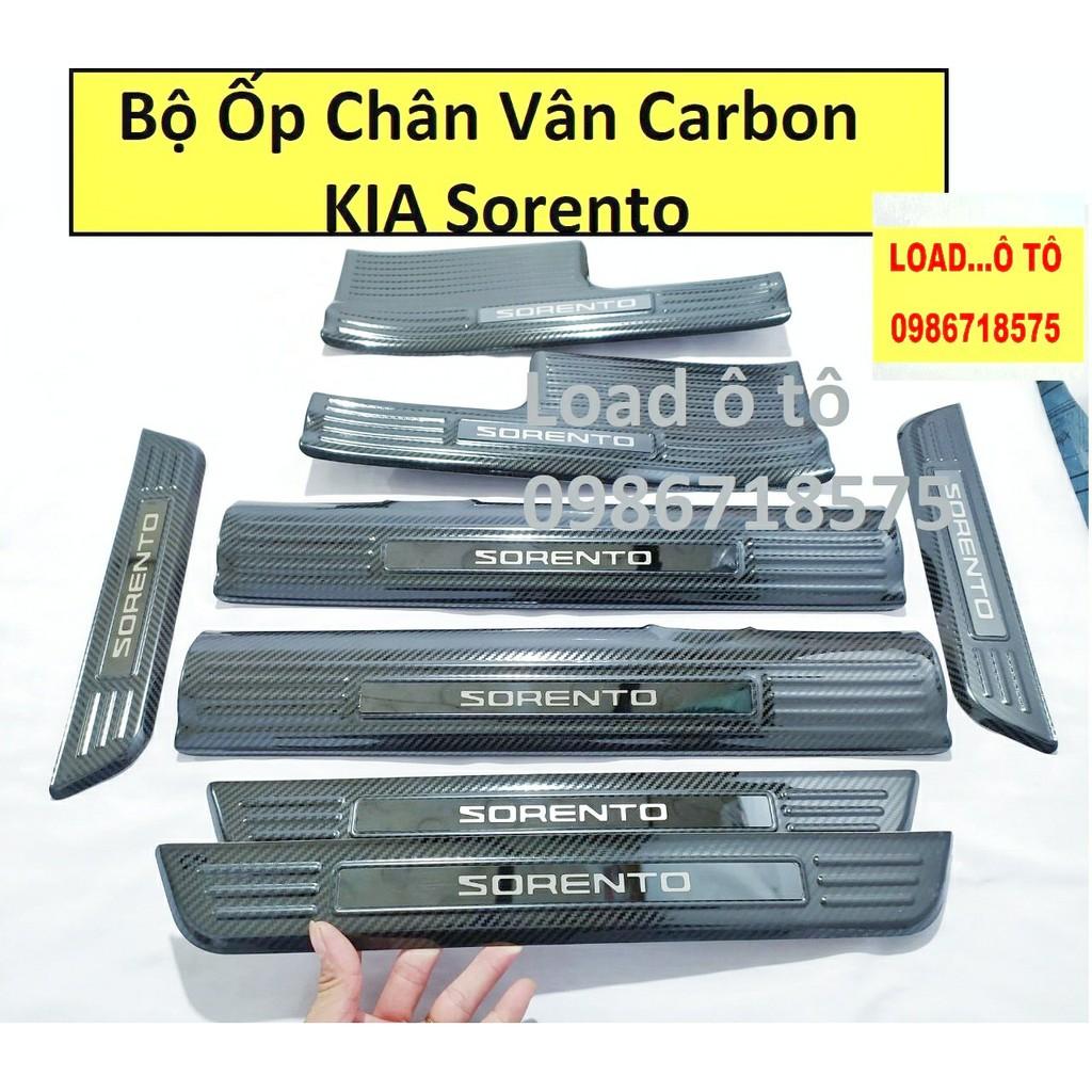 Ốp Bậc Cửa, Nẹp Bước Chân Trong, Ngoài Xe KIA SORENTO 2023-2021 Mẫu Vân Carbon Cao Cấp
