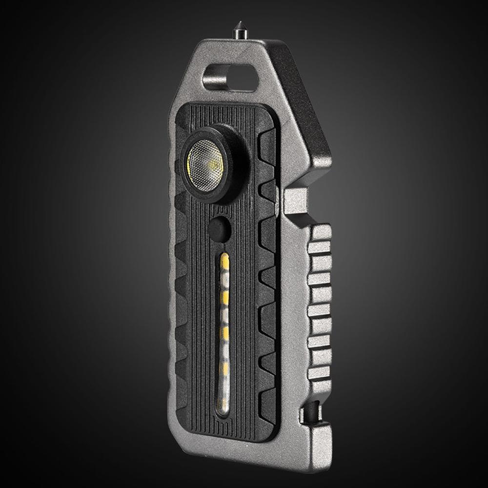 Portable Rechargeable Camping Light Pocket Work Light with 5 Light Modes Emergency Whistle Window Breaker Bottle Opener