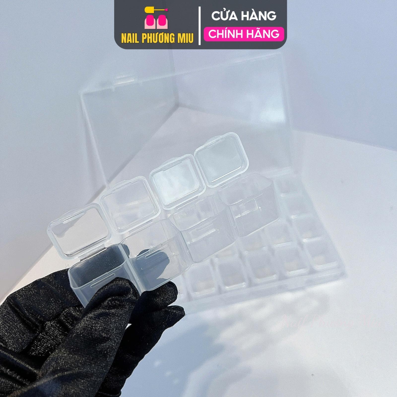Khay Nhựa Trong 28 Ô Đựng Charm Bông Đá Có Nắp Riêng Từng Ngăn Làm Nail, Hộp Nhựa Pvc Plastic 28 Ngăn Dẻo Không Bể Vỡ Khi Rớt, Chống Bụi