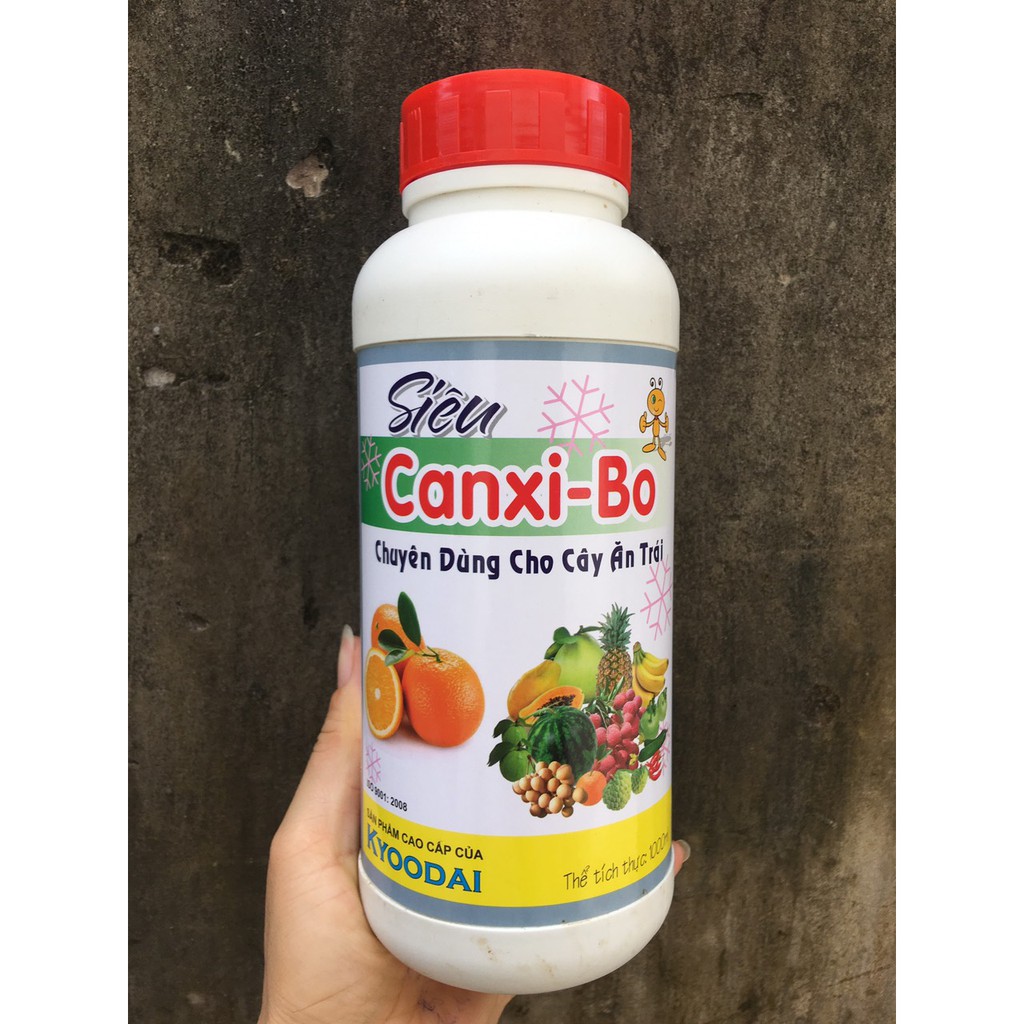 Phân bón lá siêu Canxi- Bo chai 1L chống rụng hoa, trái non, nứt trái, thối trái