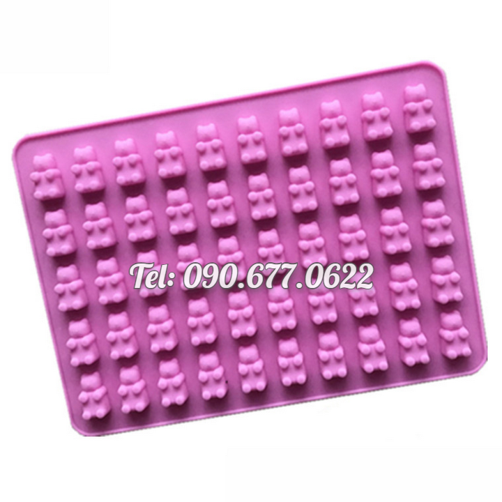 Khuôn silicone làm rau câu, kẹo dẻo chip chip, socola 50 gấu con – Mã số 1222