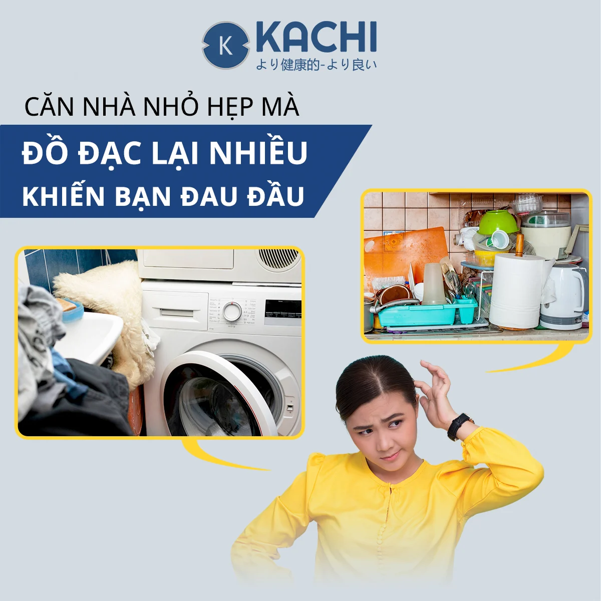 Kệ máy giặt mặt gỗ chân sắt Kachi MK287 - Hàng chính hãng