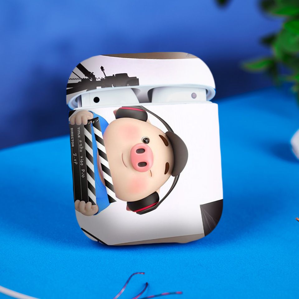 Miếng dán skin chống bẩn cho tai nghe AirPods in hình Heo con dễ thương - HEO2k19 - 110 (bản không dây 1 và 2)