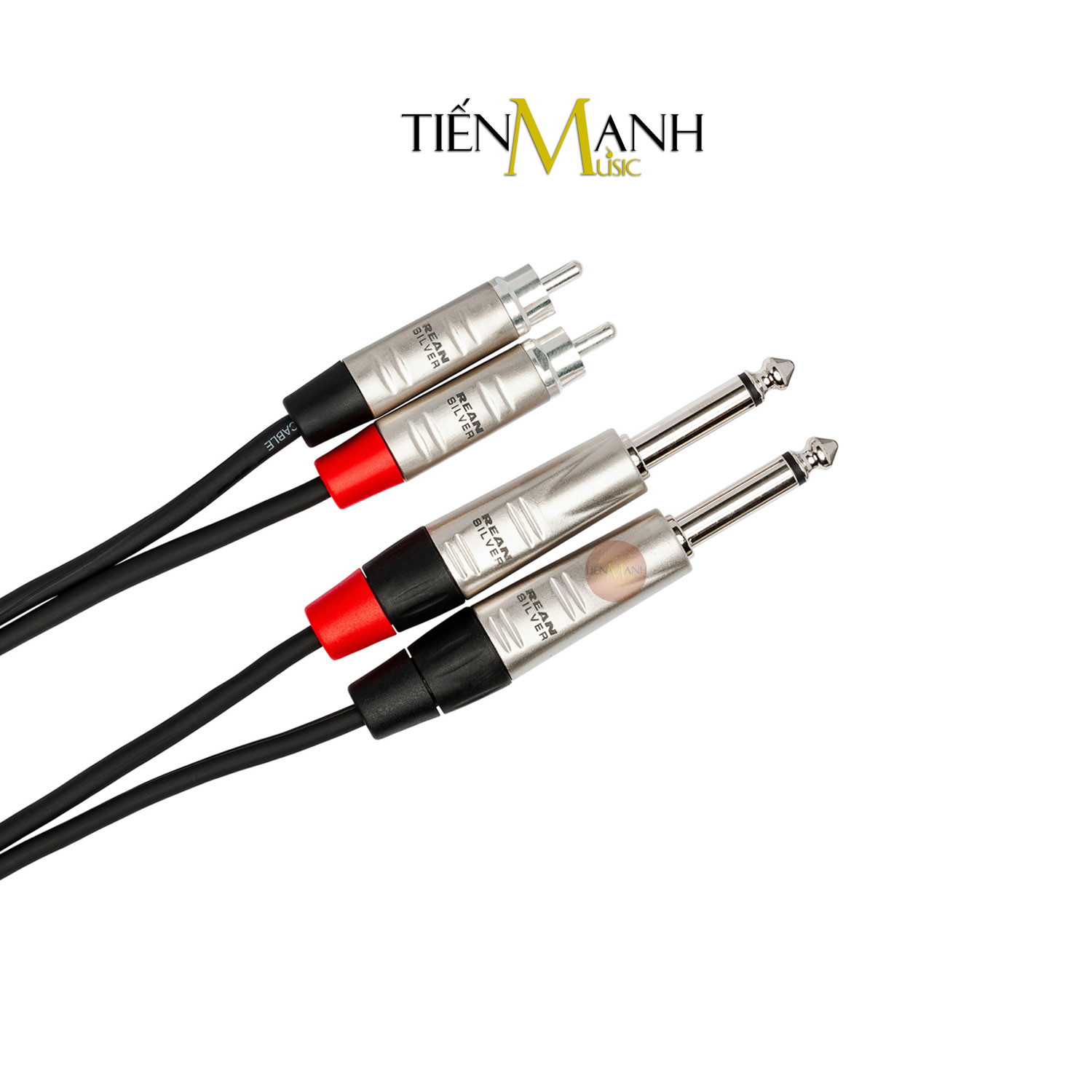 Cặp Dây Cáp Loa Kiểm Âm Hosa HPR-005X2 REAN 2 Đầu 6ly TS Mono Sang 2 Hoa Sen RCA Pro Stereo TRS HPR-003X2, HPR-010X2, HPR-015X2, HPR-020X2 Studio Monitor Cable Hàng Chính Hãng - Kèm Móng Gẩy DreamMaker