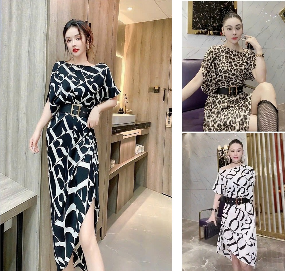 ĐẦM SUÔNG LỤA HỌA TIẾT KÈM BEFT