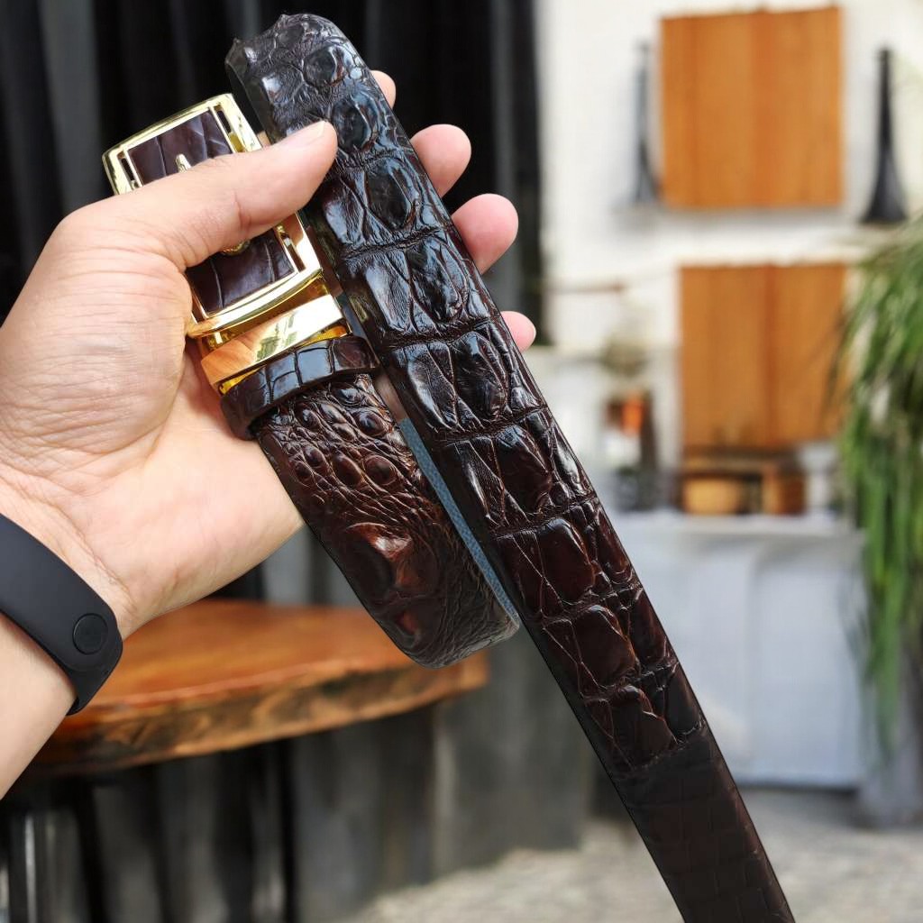 Thắt Lưng Gù Gai Cá Sấu Rất Đẹp TS103A (mặt vàng)