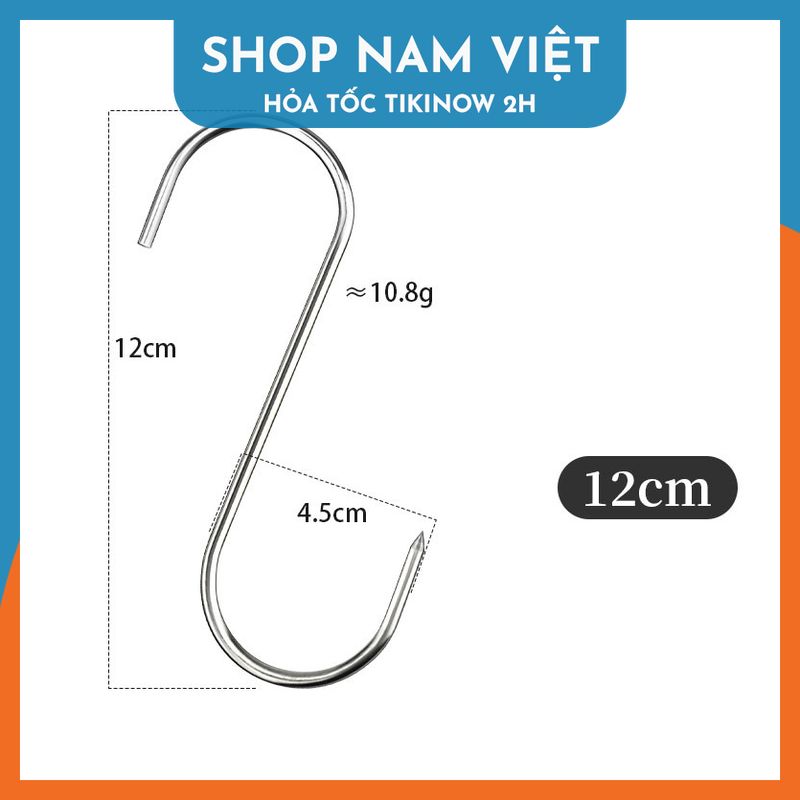 Set 5 Móc Chữ S NHỌN Inox Treo Thịt Cá