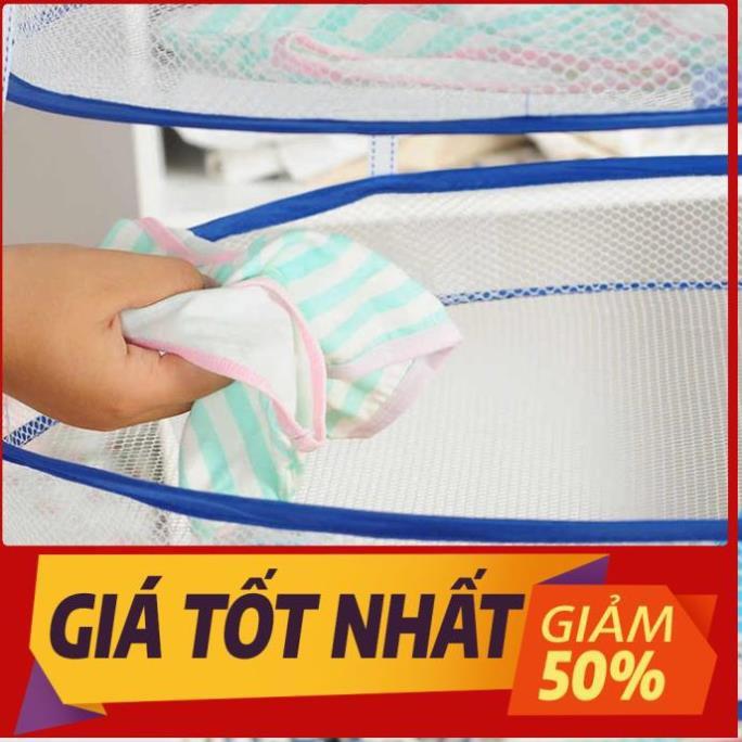 Giá phơi đồ lót tất vớ quần áo trẻ em túi giỏ vải lưới thông minh 2 tầng gấp bé xếp gọn đa năng tiện lợi